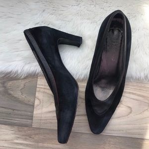 Browns almond toe pumps black suede